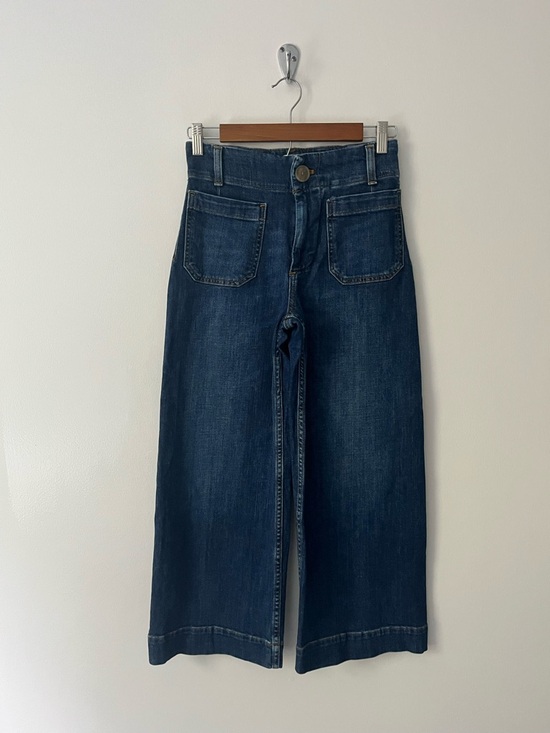 Maeve Denim - Anthropologie Maeve The Colette Jeans Wide Leg Crop Patch Pocket Blue 25 Petite